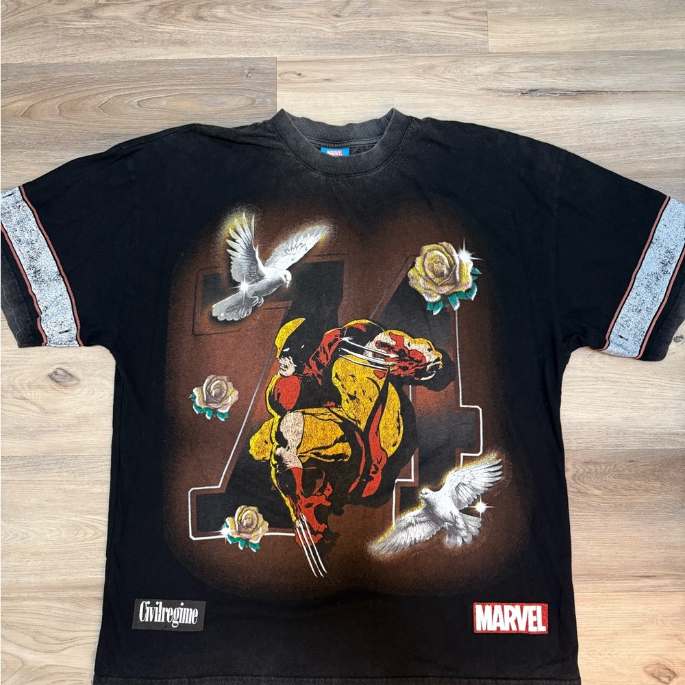 Marvel Black Graphic Tee with Iconic Characters